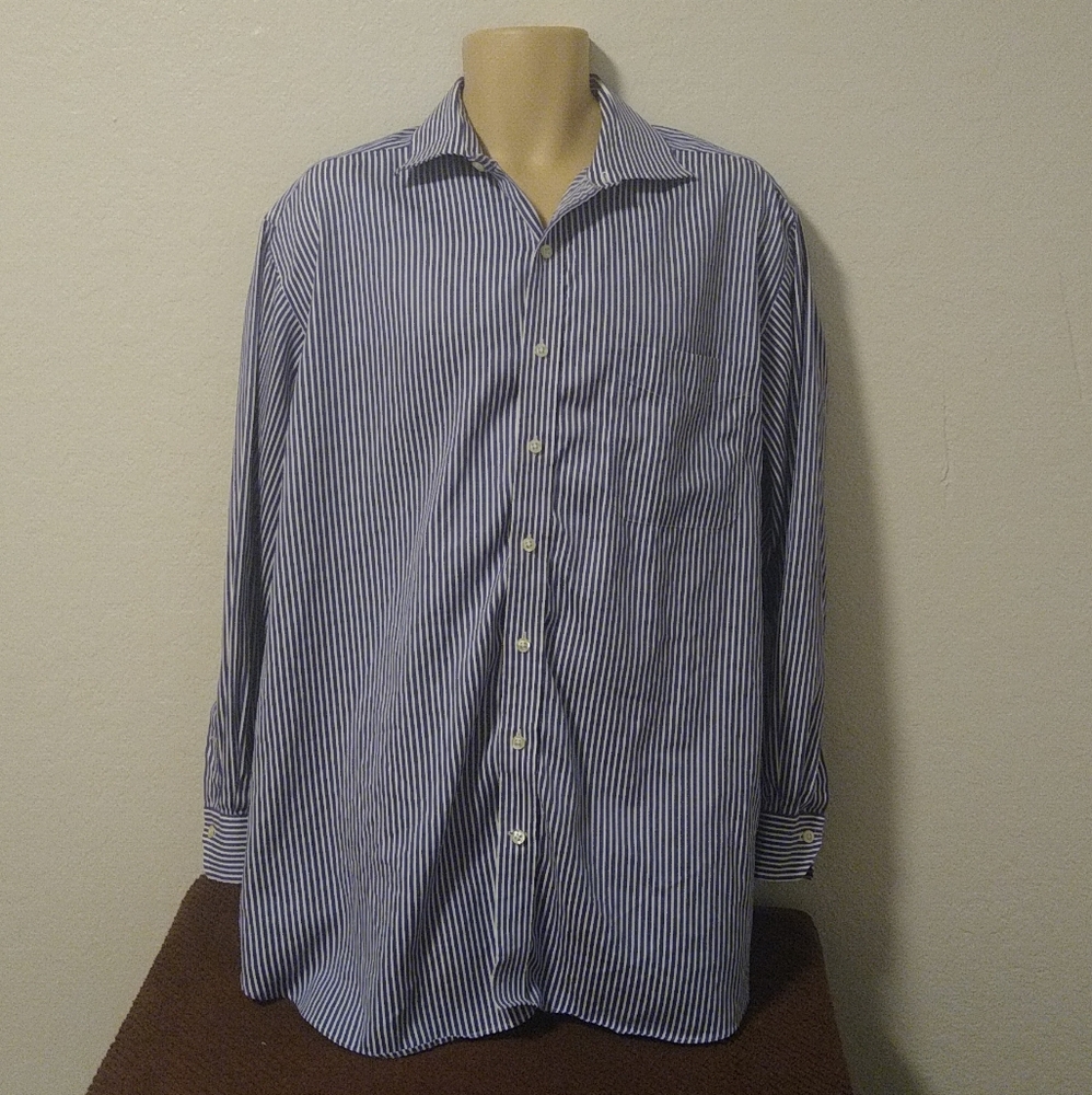 Rochester Blue White Stripes Long Sleeves 17-1/2" 34/35